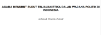 Agama Menurut Sudut Tinjauan Etika dalam Wacana Politik Indonesia